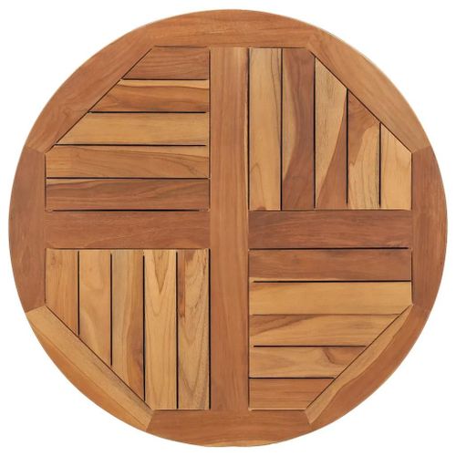 Dessus De Table En Bois De Teck Massif | Rond 70 Cm, Epaisseur 2,5 Cm, Resistant Aux Intemperies, Rustique Et Durable
