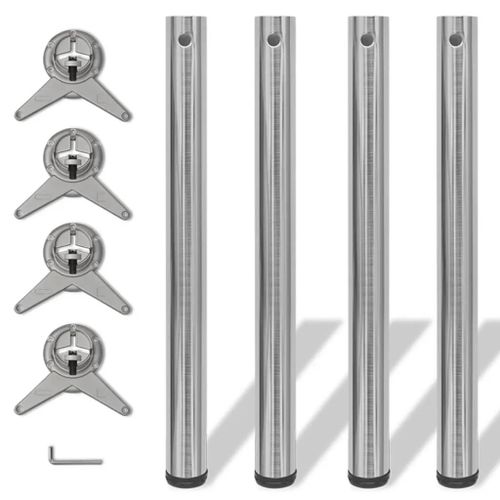 Pieds De Table Reglables En Hauteur En Nickel Brosse | 710 Mm, 4 Pieces, Stable, Ajustable, Pour Bureau/Bar/Plan De Travail
