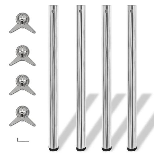 Pieds De Table Reglables En Hauteur 870 Mm Chrome | 4 Pieds, Stable, Ajustable, Pour Bureau/Bar/Cuisine, Gain De Place