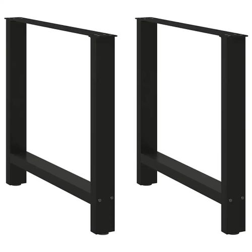 Pieds De Table A Manger En Acier Thermolaque Noir | 2 Pieces 80 X (72-73) Cm, Structure Robuste, Niveleurs Reglables, Gain De Place