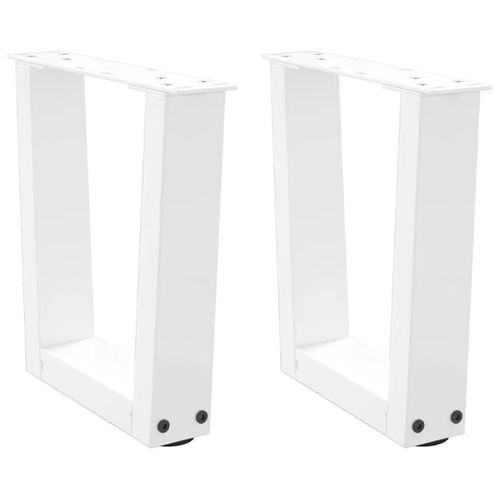 Pieds De Table Basse En Forme De V En Acier Thermo-Laque | 2 Pieces, Blanc, 30 X (30-31,3) Cm, Stabilite Reglable, Design Moderne, Gain De Place