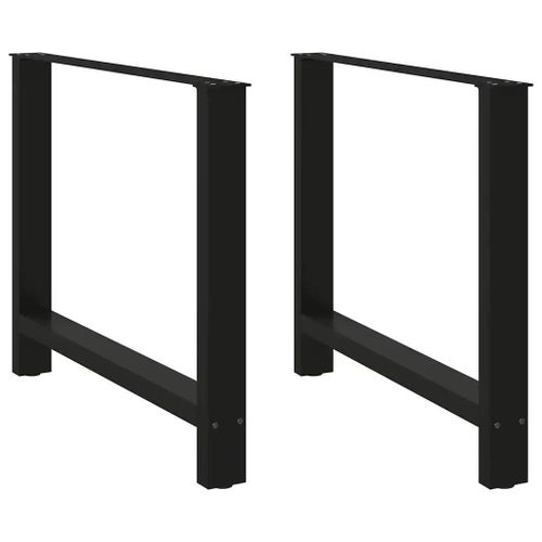Pieds De Table A Manger En Acier Thermolaque Noir | 2 Pieces 90 X (72-73) Cm, Structure Robuste, Niveleurs Reglables, Gain De Place