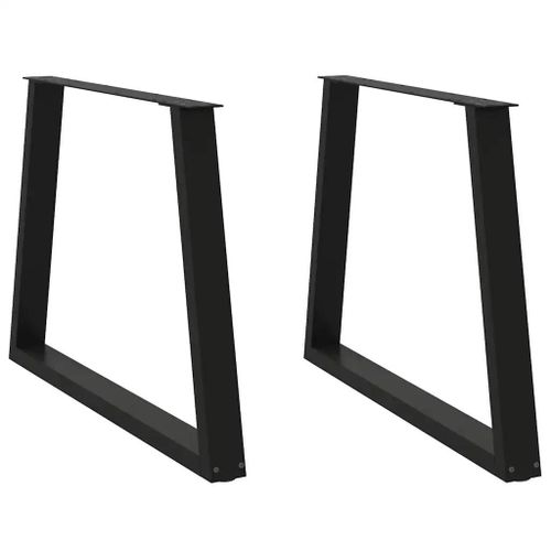 Pieds De Table A Manger En Forme De V | 2 Pieces Noir 90 X (72-73,3) Cm, Acier Thermolaque, Stables, Design Moderne, Gain D'espace