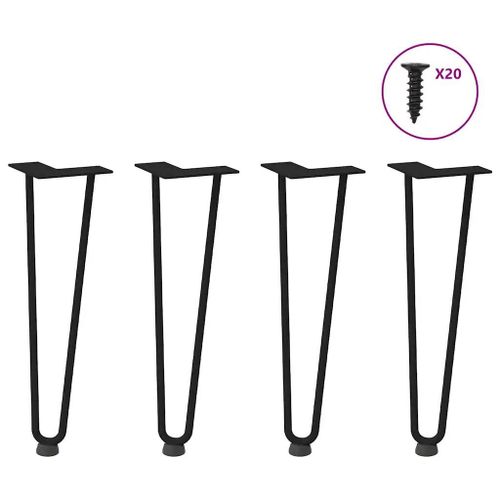 Pieds De Table En Acier Massif | 4 Pieces Noir 42 Cm, Stabilite Reglable, Design Moderne, Gain De Place