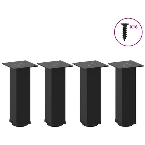 Pieds De Table Basse En Acier Thermo-Laque | 4 Pieces, Noir 30-32 Cm, Stabilite Reglable, Design Moderne, Gain D'espace
