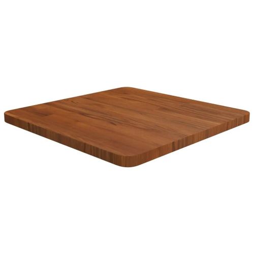 Dessus De Table Carre En Bois De Chene Massif | 50x50x2,5 Cm, Marron Fonce, Multifonctionnel, Design Rustique