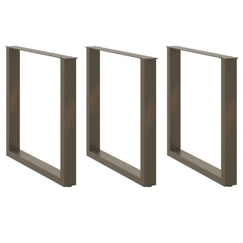 Pieds De Table A Manger En Acier Naturel | 3 Pieces, 90 X (72-73) Cm, Structure Robuste, Niveleurs Reglables, Design Moderne