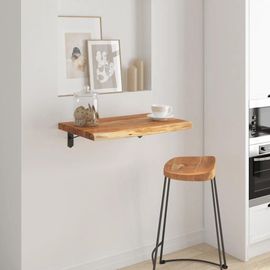 Etagere Murale En Acacia Massif | Rectangulaire Avec Bordure Assortie, Gain De Place, Multifonctionnelle Pour Salon/Bureau
