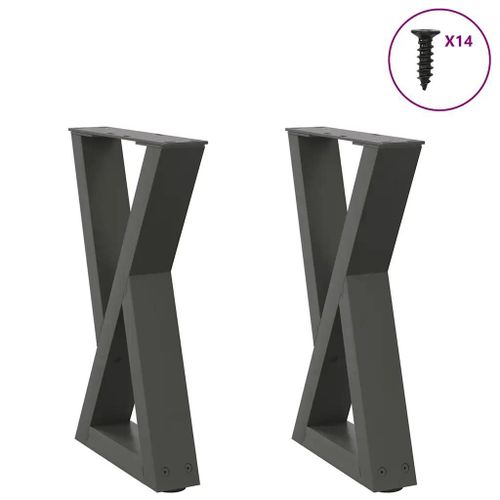 Pieds De Table Basse En Acier Thermolaque Anthracite | 2 Pieces, 28 X (42-43,3) Cm, Stabilite Reglable, Design Moderne