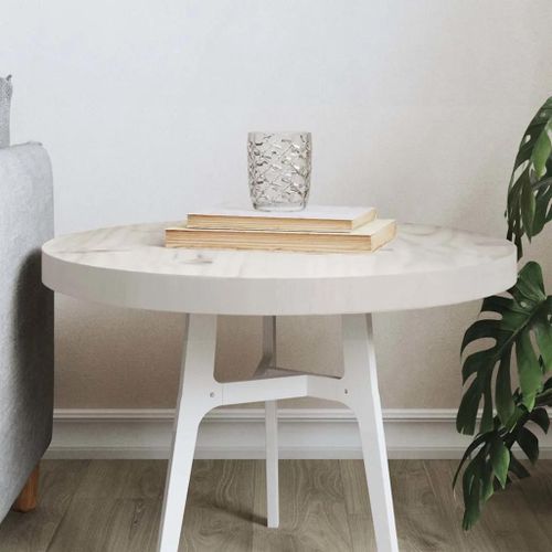 Dessus De Table Rond En Pin Massif Blanc | ?50x3 Cm, Stable, Multifonctionnel, Gain D'espace