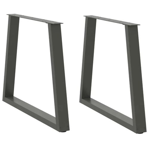 Pieds De Table A Manger En Forme De V | 2 Pieces En Acier Thermo-Laque Anthracite, 80 X (72-73,3) Cm, Stabilite Reglable, Design Moderne