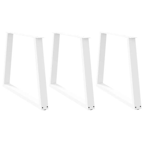 Pieds De Table A Manger En Forme De V | 3 Pieces, Acier Thermolaque, Blanc, 100 X (72-73,3) Cm, Stabilite Reglable, Design Moderne