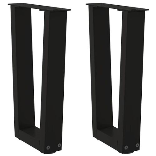 Pieds De Table Basse En Acier Thermo-Laque | 2 Pieces, Noir 38 X (42-43,3) Cm, Stables Avec Patins Reglables, Design Moderne