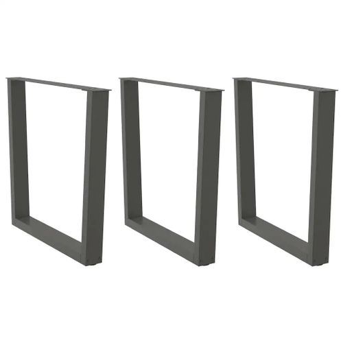Pieds De Table A Manger En Forme De V | 3 Pieces, Acier Thermolaque Anthracite, 80 X (72-73,3) Cm, Stabilite Reglable, Design Moderne