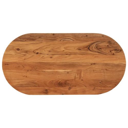 Dessus De Table En Bois Massif D'acacia | 100x50x3,8 Cm Ovale, Compact, Renouvellement De Table, Multifonctionnel