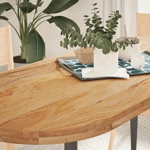 Dessus De Table En Chene Massif 140x60x4 Cm Ovale | Plateau Multifonctionnel, Surface Lisse, Resistant Aux Insectes, Pour Table Basse Ou Bar