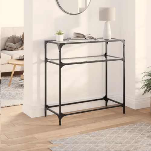 Table Console En Verre Trempe Et Acier Inoxydable | 80x35x81 Cm, Design Moderne, Gain De Place, Multifonctionnel