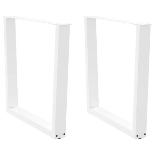Pieds De Table A Manger En Forme De V | 2 Pieces, Acier Thermolaque Blanc, 90 X (72-73,3) Cm, Stabilite Reglable, Design Moderne