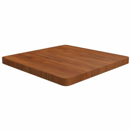 Dessus De Table Carre En Bois De Chene Massif | 60x60x4 Cm, Marron Fonce, Surface Traitee, Multifonctionnel, Design Rustique