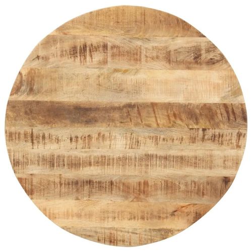 Dessus de Table en Bois de Manguier Massif | Rond 80 cm, epaisseur 15-16 mm, Style Industriel, Resistant et Durable