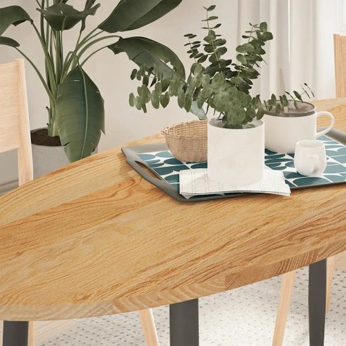 Dessus De Table En Chene Massif 140x60x2 Cm Ovale | Plateau Multifonctionnel, Robuste Et Durable, Gain De Place