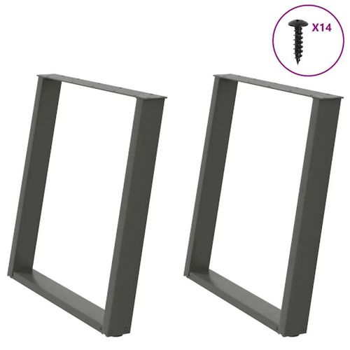 Pieds De Table A Manger En Acier Thermo-Laque 2 Pieces | 80 X (72-73) Cm, Structure Robuste, Niveleurs Reglables, Gain De Place