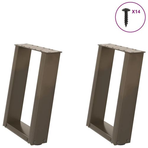 Pieds De Table Basse En U En Acier Naturel | 2 Pieces, 38 X (42-43) Cm, Structure Robuste, Niveleurs Reglables, Gain De Place