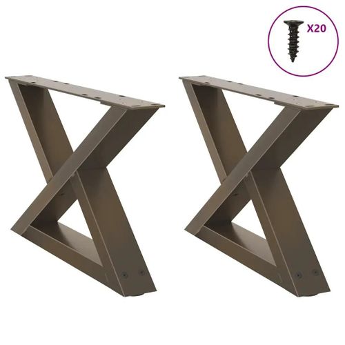 Pieds De Table Basse En Acier Naturel 2 Pieces | 50 X (30-31,3) Cm, Compact, Stabilite Reglable, Design Moderne