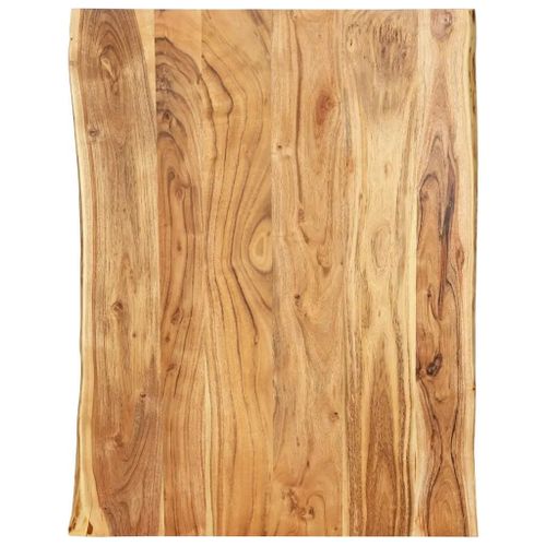 Dessus De Table En Acacia Massif | 80x(50-60)X2,5 Cm, Style Naturel, Bord Vivant, Multifonctionnel (Cuisine, Bureau, Salon)