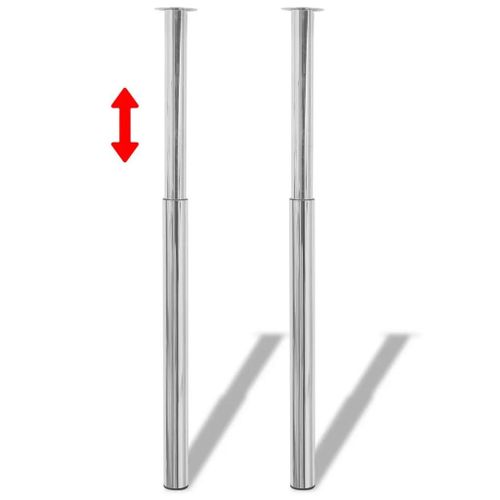 Pieds De Table Telescopiques En Chrome | 2 Pieces, Reglable 710-1100 Mm, Stable, Multifonctionnel Pour Bar/Bureau/Cuisine