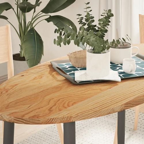 Dessus De Table En Chene Massif 120x60x2 Cm Ovale | Plateau Multifonctionnel, Surface Lisse, Resistant Aux Insectes, Pour Table Basse Ou Bar