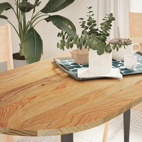 Dessus De Table En Chene Massif | 140x60x2 Cm Ovale, Multifonctionnel, Surface Lisse, Gain De Place