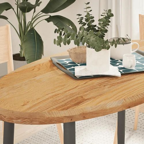 Dessus De Table En Chene Massif 120x60x4 Cm Ovale | Plateau Multifonctionnel, Surface Lisse, Resistant Aux Insectes, Pour Table Basse Ou Bar