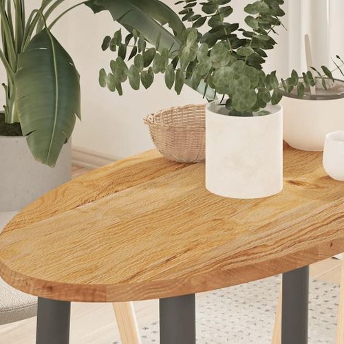 Dessus De Table En Chene Massif 80x40x2 Cm Ovale | Plateau Polyvalent, Surface Lisse, Resistant Aux Insectes, Multifonctionnel
