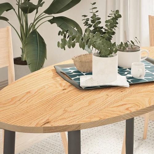 Dessus De Table En Chene Massif 120x60x2 Cm Ovale | Plateau Multifonctionnel, Surface Lisse, Resistant Aux Insectes