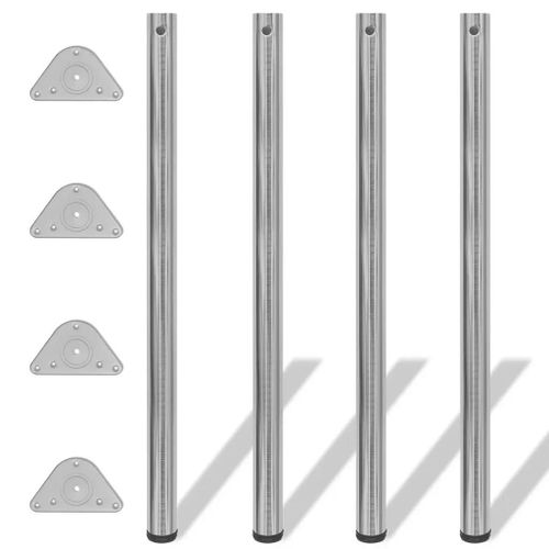 Pieds De Table Reglables En Hauteur En Nickel Brosse | 1100 Mm, 4 Pieces, Stable, Ajustable Pour Sols Inegaux, Bureau/Bar/Cuisine