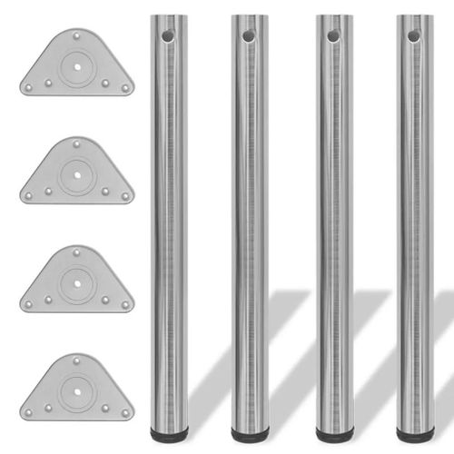 Pieds De Table Reglables En Hauteur En Nickel Brosse | 710 Mm, 4 Pieds, Stable, Ajustable, Pour Bureau/Bar/Cuisine