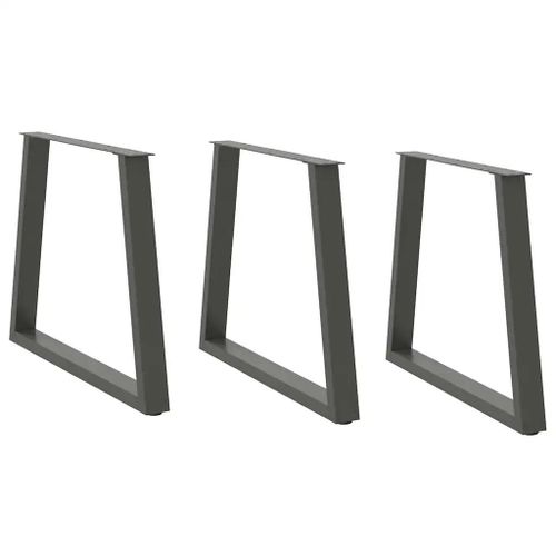 Pieds De Table A Manger En V En Acier Thermolaque Anthracite | 3 Pieces, Hauteur Reglable 72-73,3 Cm, Stabilite Optimale, Design Moderne