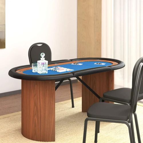 Table De Poker 10 Joueurs En Metal | 160x80x75 Cm, Dessus En Feutre Casino, Porte-Gobelets Integres, Bord Rembourre, Stable Et Robuste