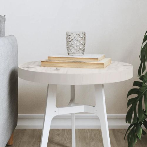 Dessus De Table En Bois De Pin Massif | ?40x3 Cm, Rond Blanc, Gain De Place, Multifonctionnel