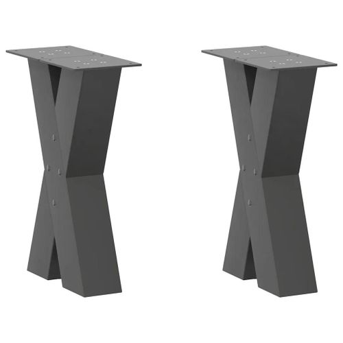 Pieds De Table Basse En Forme De X En Acier | 2 Pieces, Anthracite, 28 X (42-43) Cm, Structure Robuste, Niveleurs Reglables, Gain De Place