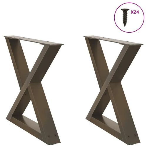 Pieds De Table Basse En Acier Naturel 2 Pieces | 50 X (42-43,3) Cm, Compact, Stabilite Optimale, Design Moderne