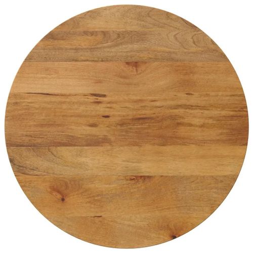 Dessus De Table Rond En Bois De Manguier Massif | ? 70x3,8 Cm, Design Rustique, Surface Facile A Nettoyer, Polyvalent
