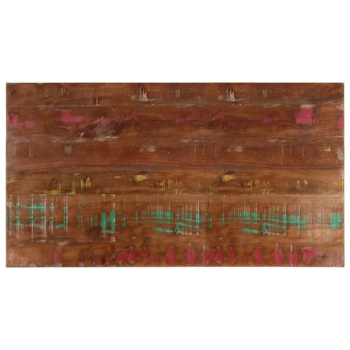 Dessus De Table 100x60x2,5cm Rectangulaire En Bois Massif Recupere | Teck, Manguier, Pin Et Hetre, Design Rustique, Surface Lisse Facile A Nettoyer, Multifonctionnel