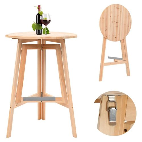 Table De Bar Pliable En Bois De Sapin | 78 Cm, Compact, Gain De Place, Design Rustique