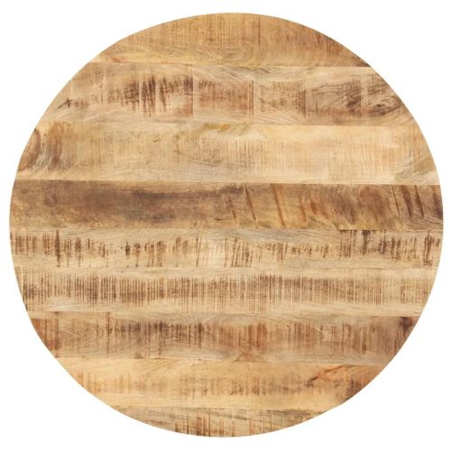 Dessus de Table en Bois de Manguier Massif | Rond 50 cm, epaisseur 25-27 mm, Style Industriel, Resistant et Durable