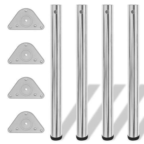 Pieds De Table Reglables En Hauteur En Acier Chrome | 710 Mm, 4 Pieces, Stable, Ajustable, Pour Bureau/Bar/Cuisine