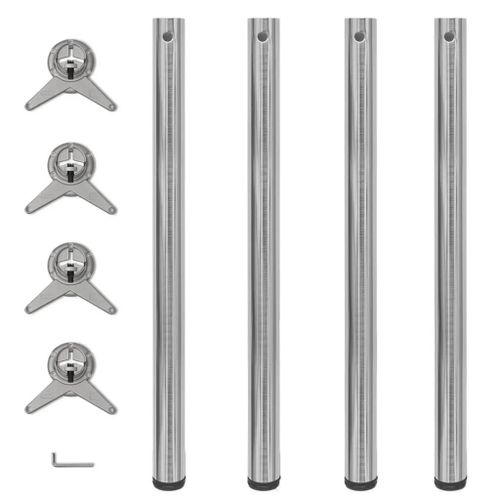 Pieds De Table Reglables En Hauteur En Nickel Brosse | 870 Mm, 4 Pieds, Stable, Ajustable Pour Sols Inegaux, Multifonctionnel (Bar, Bureau, Plan De Travail)