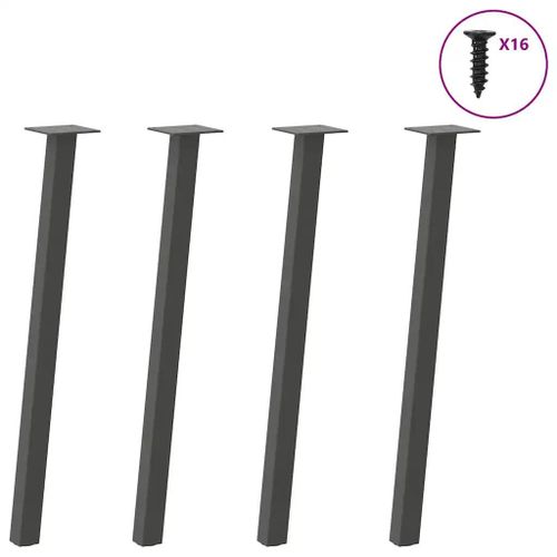 Pieds De Table Console En Acier Thermolaque Anthracite | 4 Pieces, Hauteur 72 Cm, Design Moderne, Fixation Facile Avec Vis Incluses, Gain De Place
