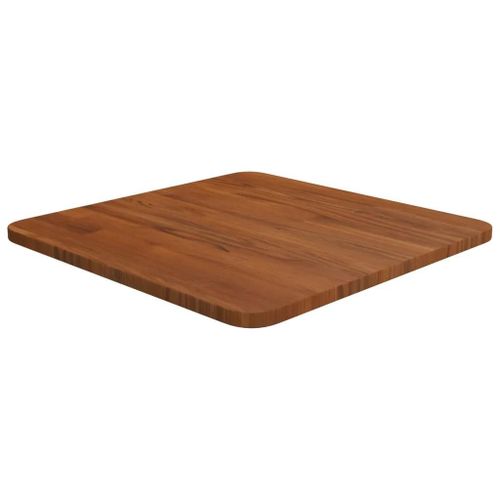 Dessus De Table Carre En Bois De Chene Massif | 40x40x1,5 Cm, Marron Fonce, Surface Traitee, Multifonctionnel, Design Rustique